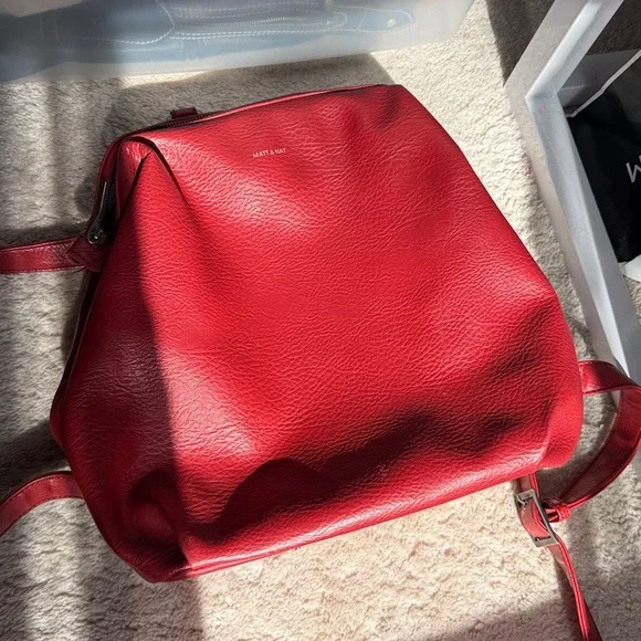 Matt & Nat Vignelli Vegan Leather Backpack Red Dwell Carry On Purse Minimal Chic VIGNELLI Vegan Backpack - Dwell | Matt & Nat USA main image 3